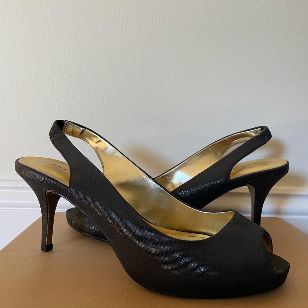 Black slingback kitten heels